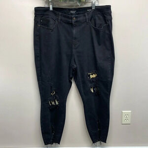NWOT Judy Blue Leopard Patch Mid Rise Skinny Black Denim Jeans 22W